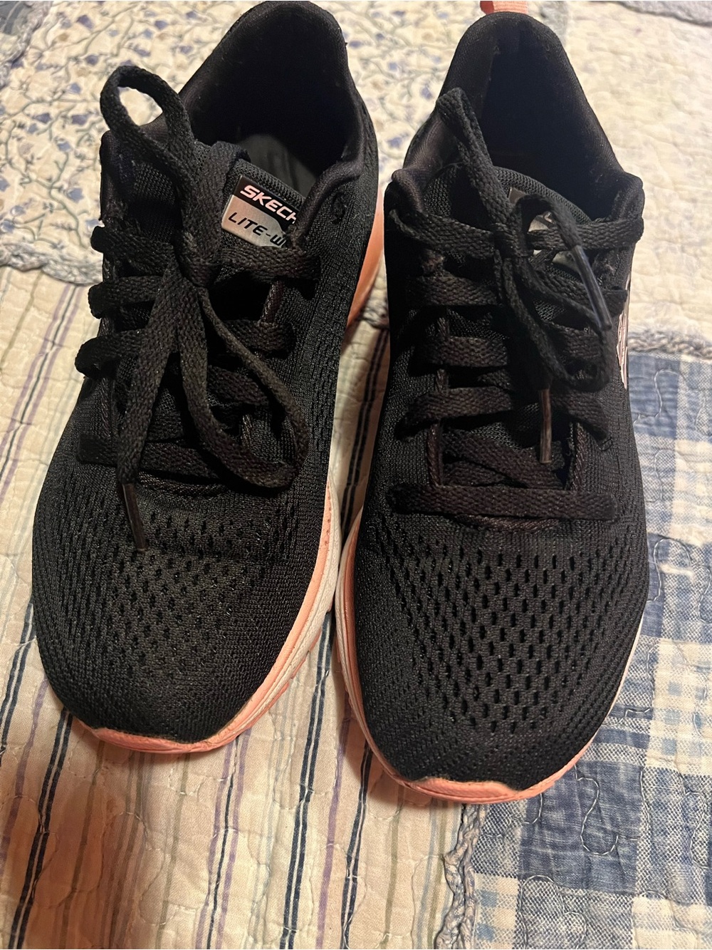 Skechers Kids Black and Coral Lightweight Athletic Sneakers